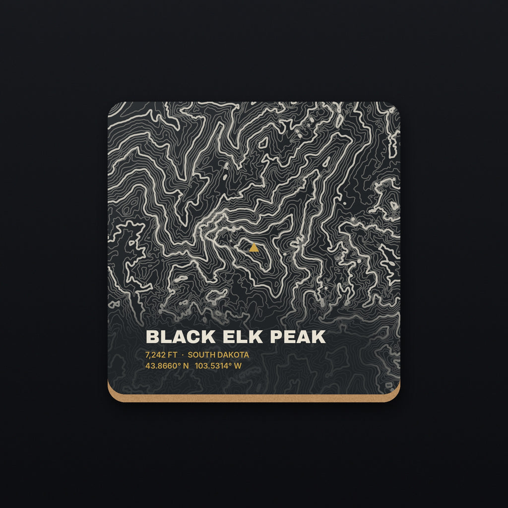 Black Elk Peak Topo Coaster, flat view