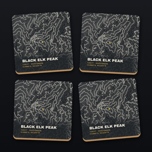 Black Elk Peak Topo Coaster Set, all 4 coasters