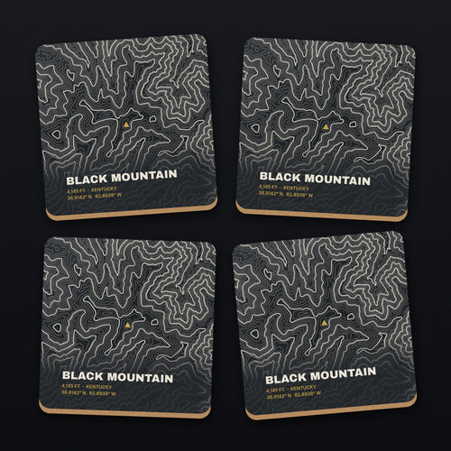 Black Mountain Topo Coaster Set, all 4 coasters
