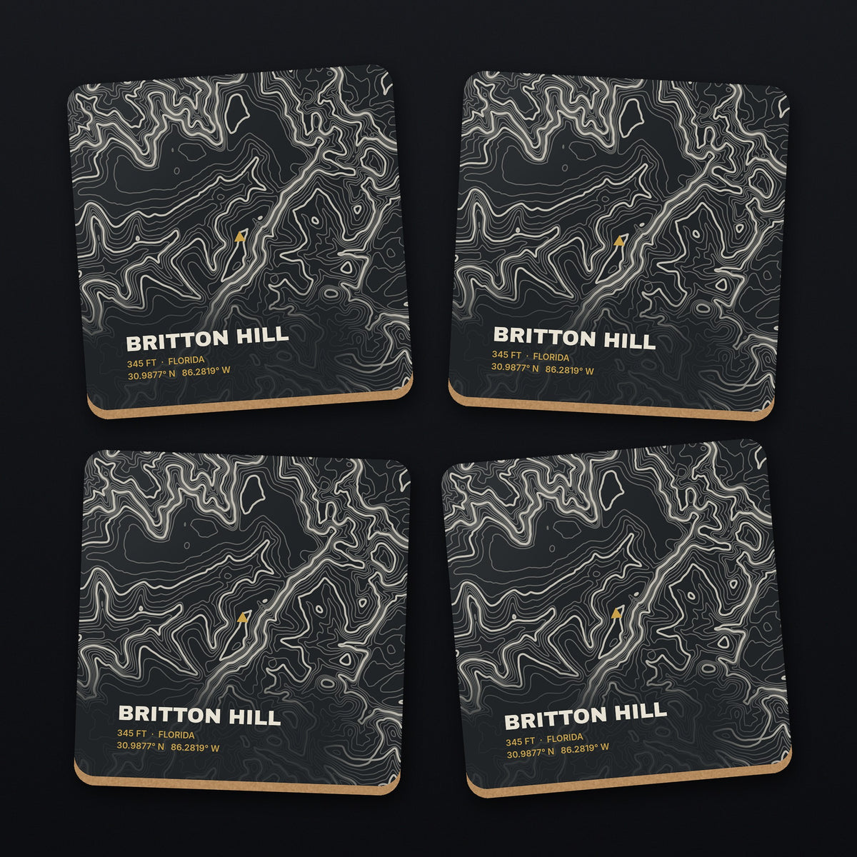 Britton Hill Topo Coaster Set, all 4 coasters