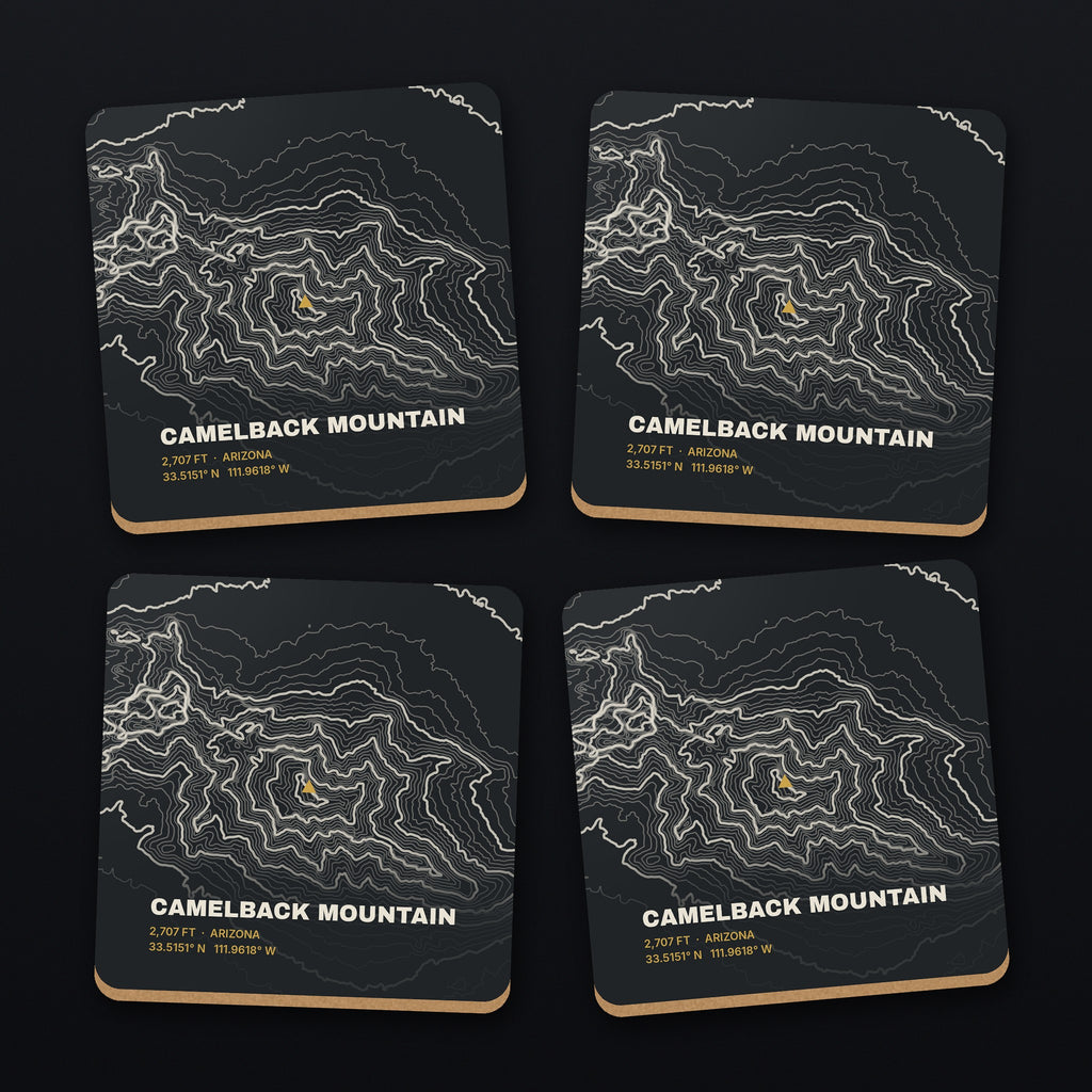 Camelback Mountain Topo Coaster Set, all 4 coasters