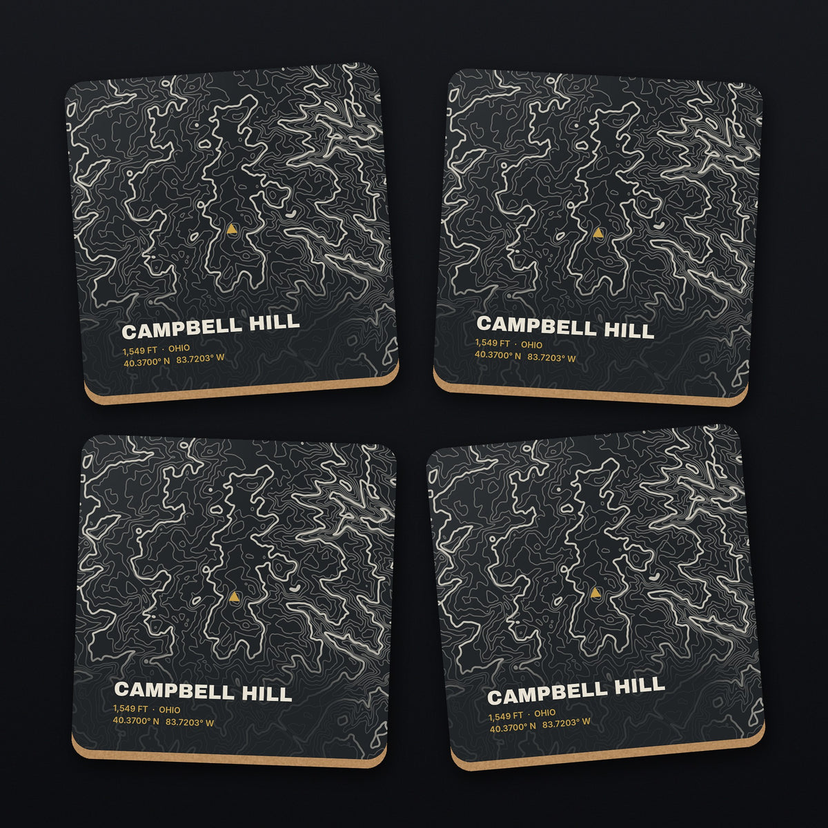 Campbell Hill Topo Coaster Set, all 4 coasters