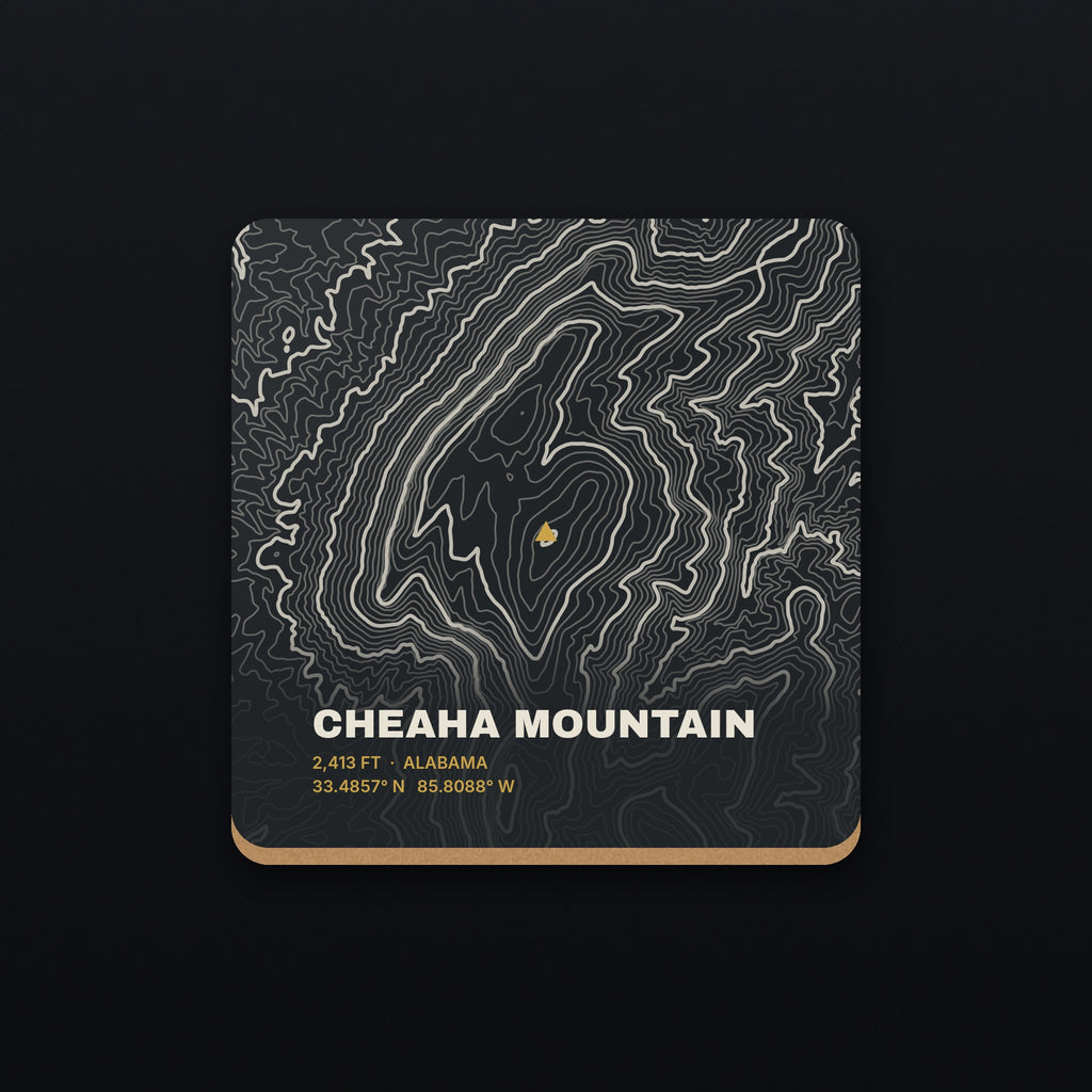 Cheaha Mountain Topo Coaster, flat view