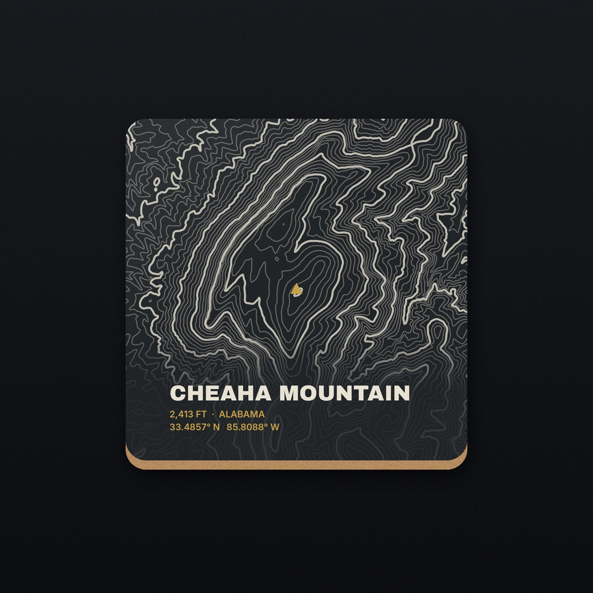 Cheaha Mountain Topo Coaster, flat view