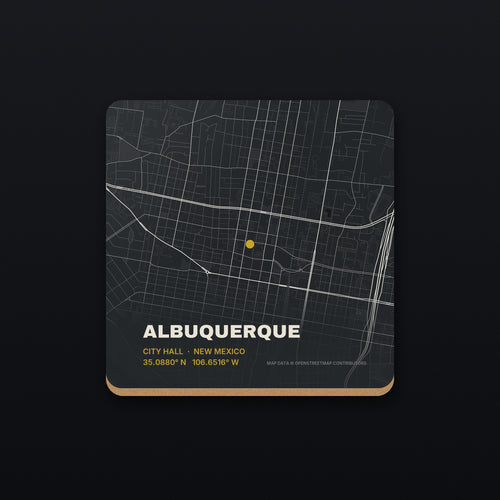 Albuquerque Street Map Coaster, flat view