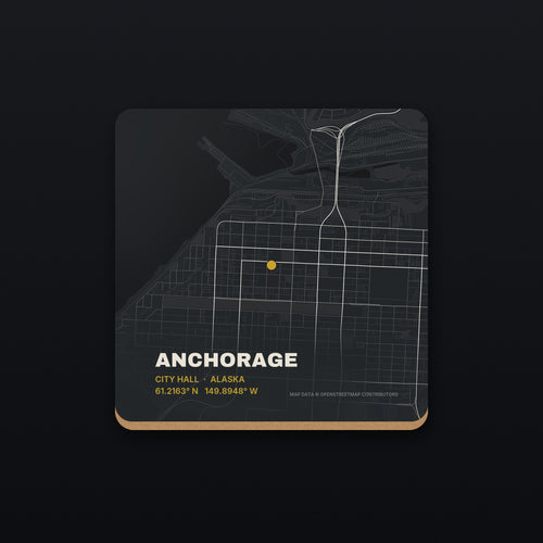 Anchorage Street Map Coaster, flat view