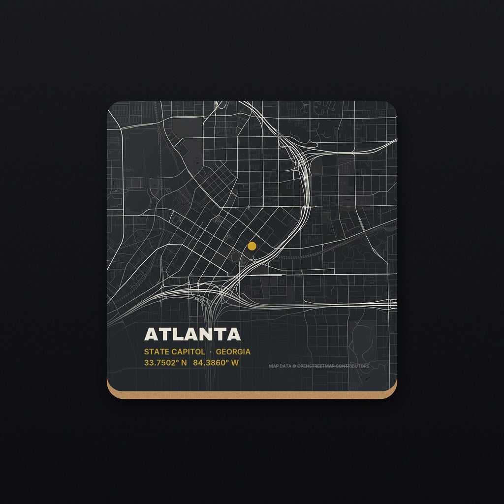 Atlanta Street Map Coaster, flat view