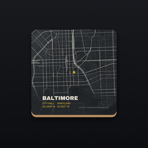 Baltimore Street Map Coaster, flat view