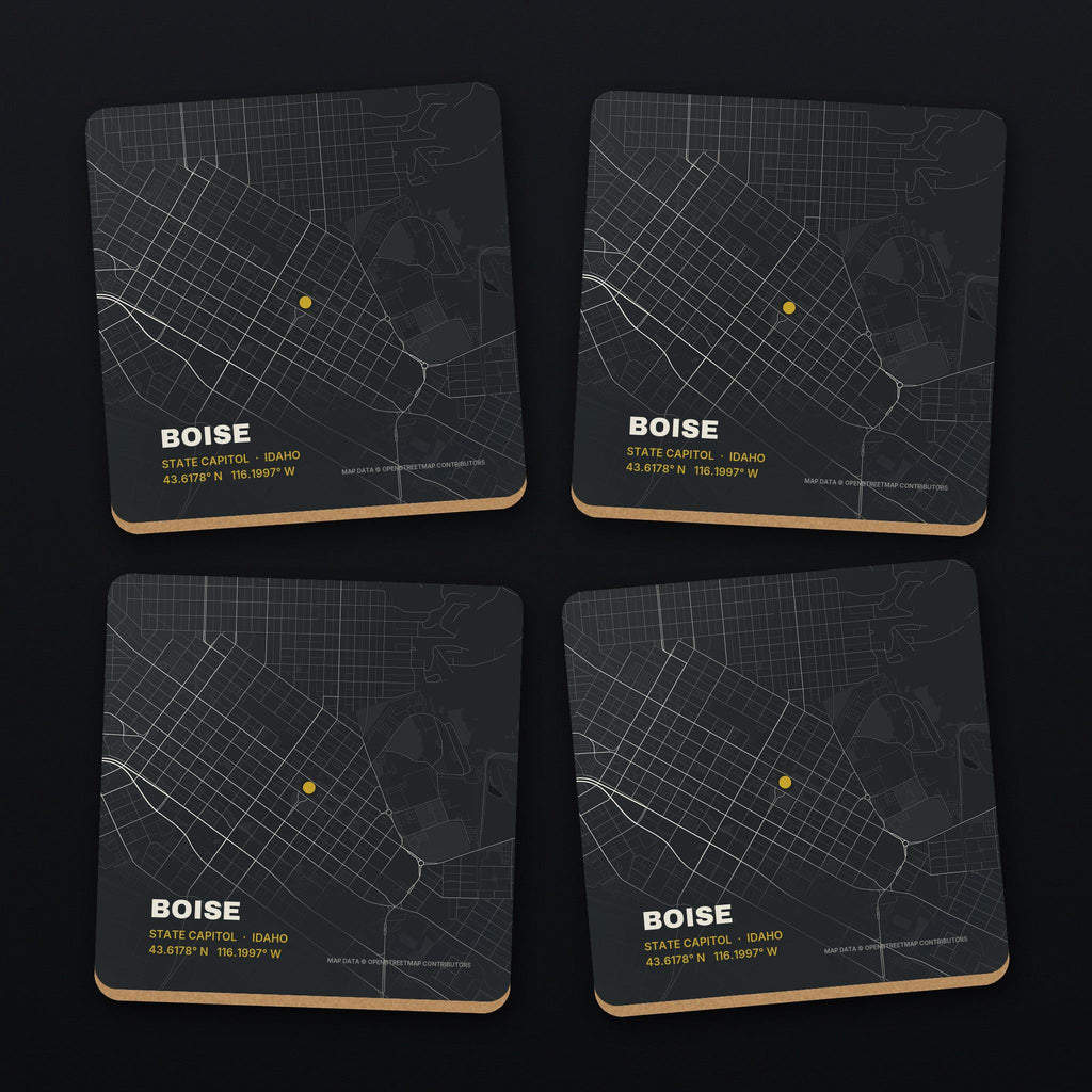 Boise Street Map Coaster Set, all 4 coasters