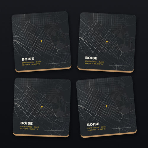 Boise Street Map Coaster Set, all 4 coasters