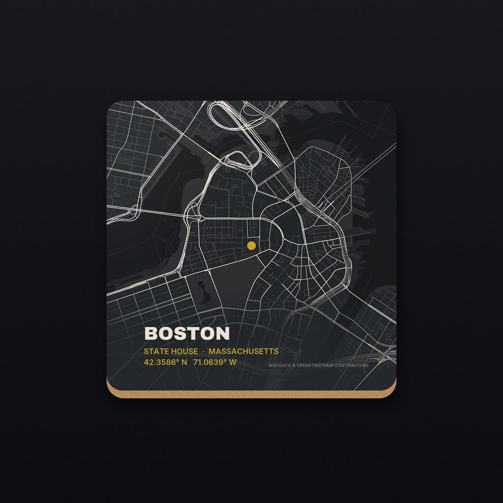 Boston Street Map Coaster, flat view