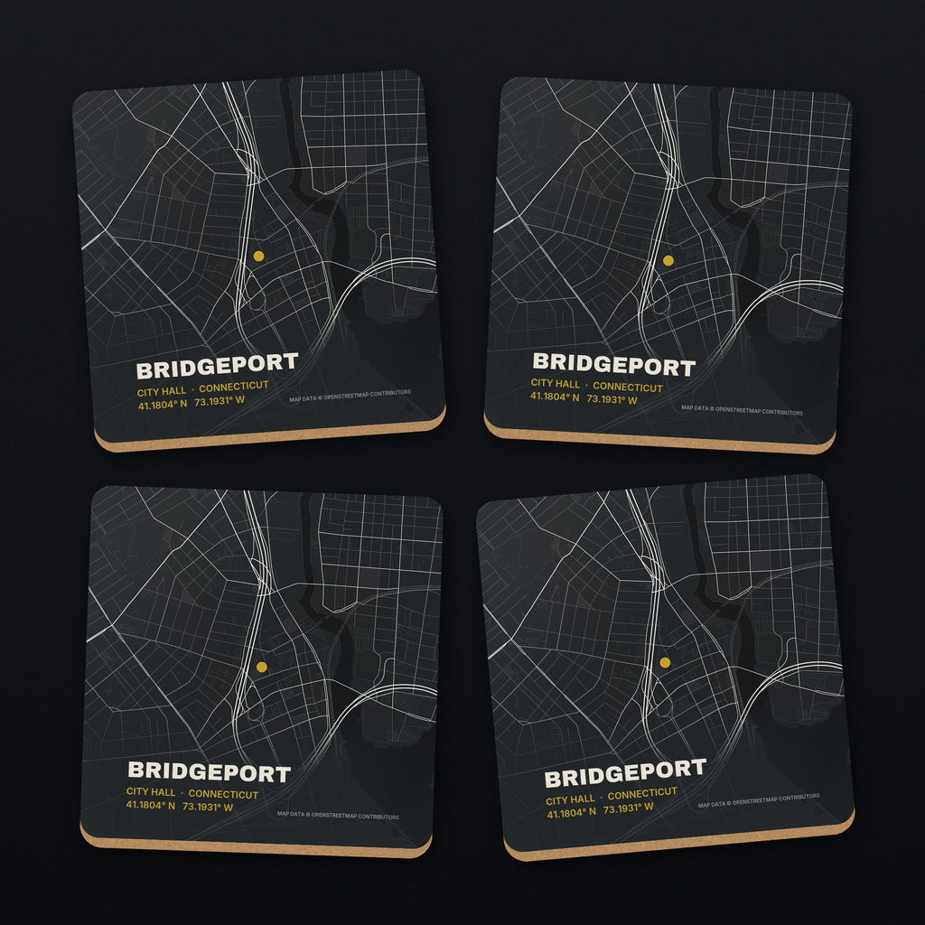 Bridgeport Street Map Coaster Set, all 4 coasters