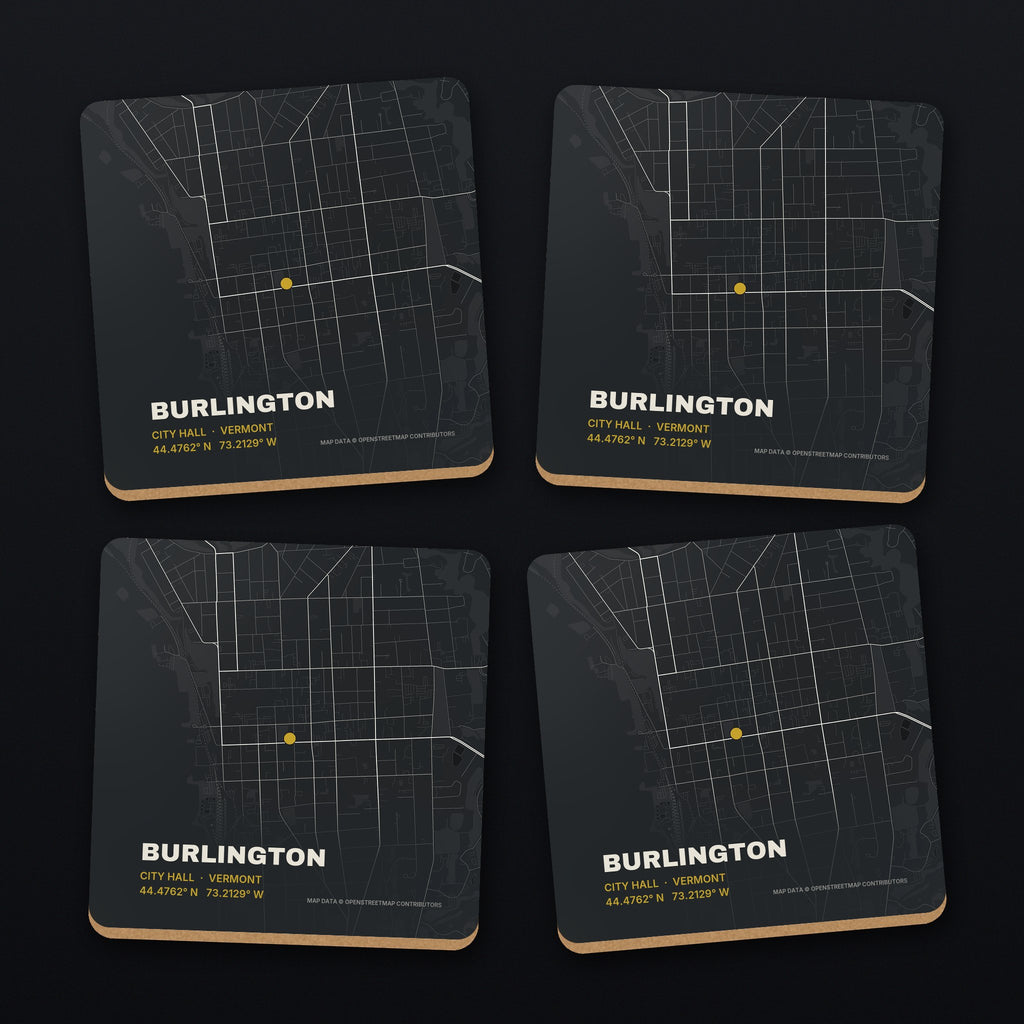 Burlington Street Map Coaster Set, all 4 coasters