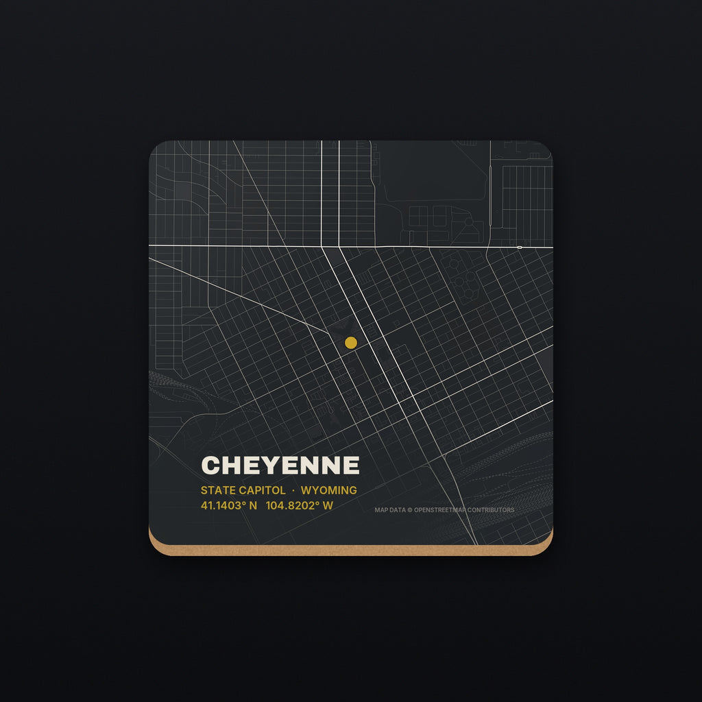 Cheyenne Street Map Coaster, flat view