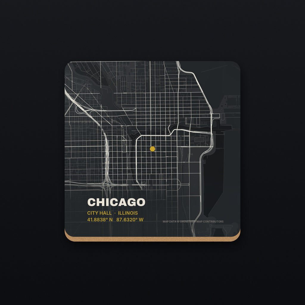 Chicago Street Map Coaster, flat view
