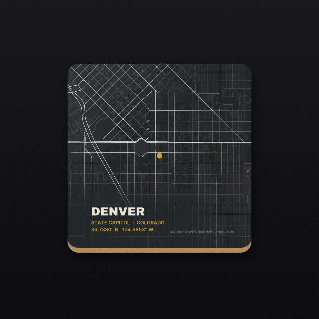 Denver Street Map Coaster, flat view
