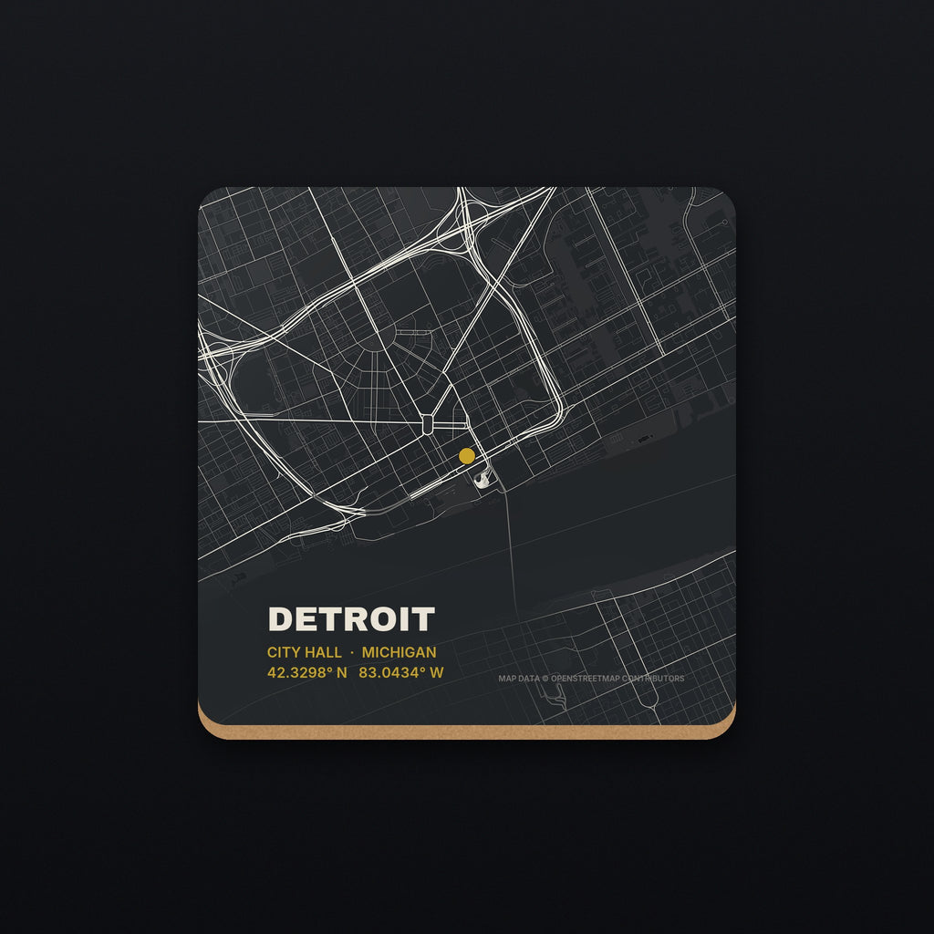 Detroit Street Map Coaster, flat view