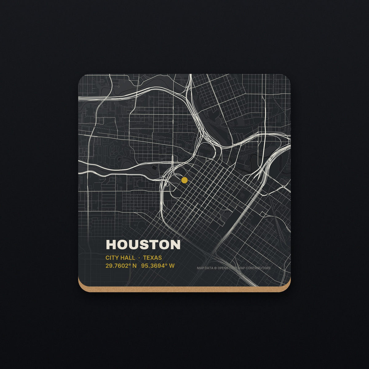Houston Street Map Coaster, flat view