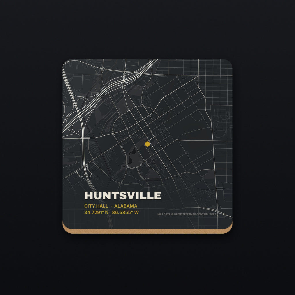 Huntsville Street Map Coaster, flat view