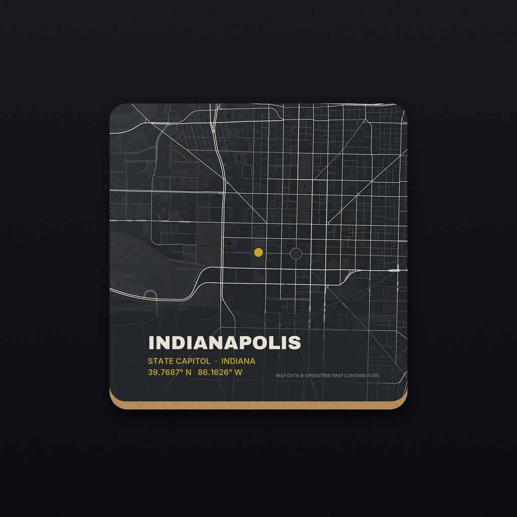 Indianapolis Street Map Coaster, flat view