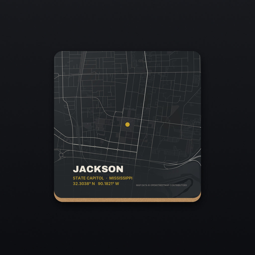Jackson Street Map Coaster, flat view