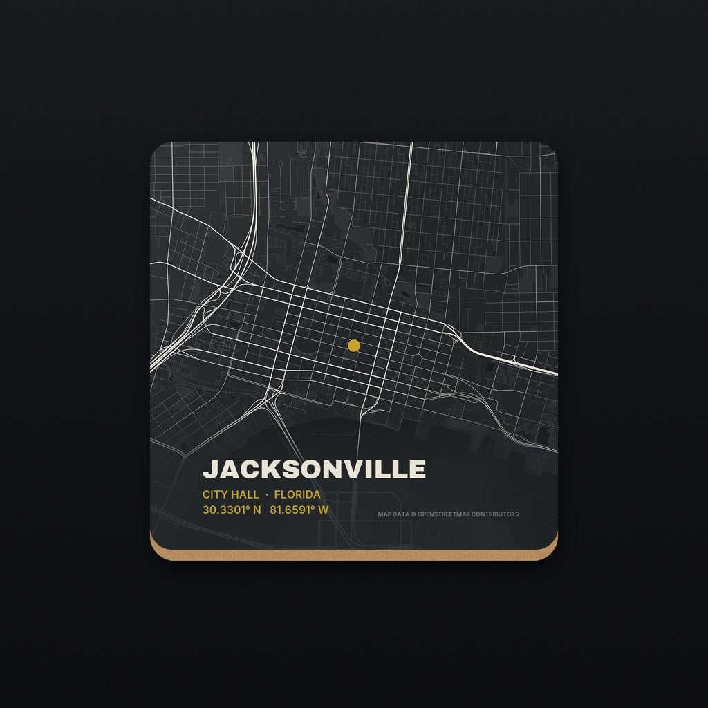 Jacksonville Street Map Coaster, flat view