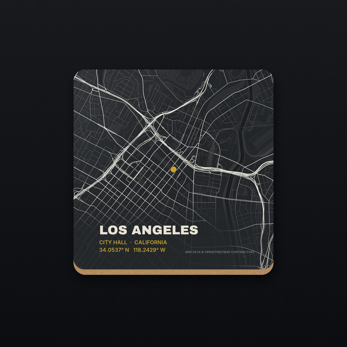 Los Angeles Street Map Coaster, flat view