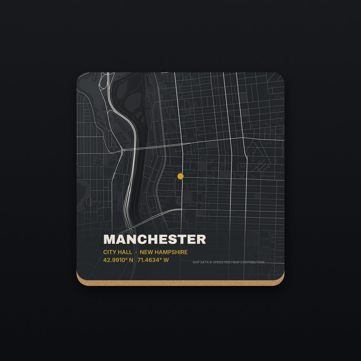 Manchester Street Map Coaster, flat view
