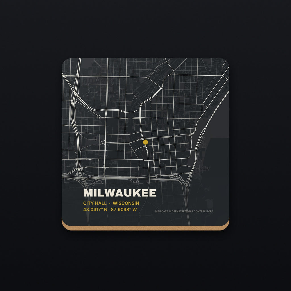 Milwaukee Street Map Coaster, flat view