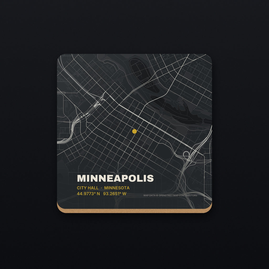 Minneapolis Street Map Coaster, flat view