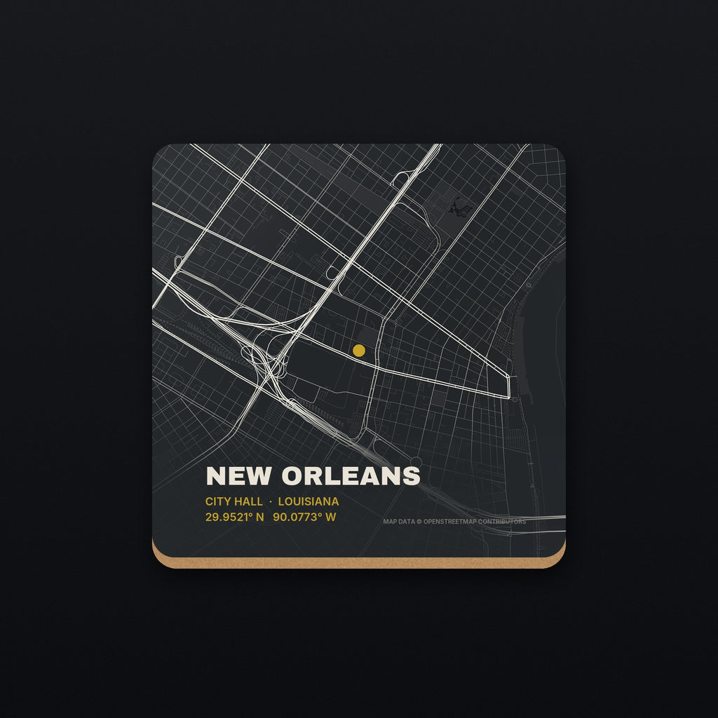 New Orleans Street Map Coaster, flat view