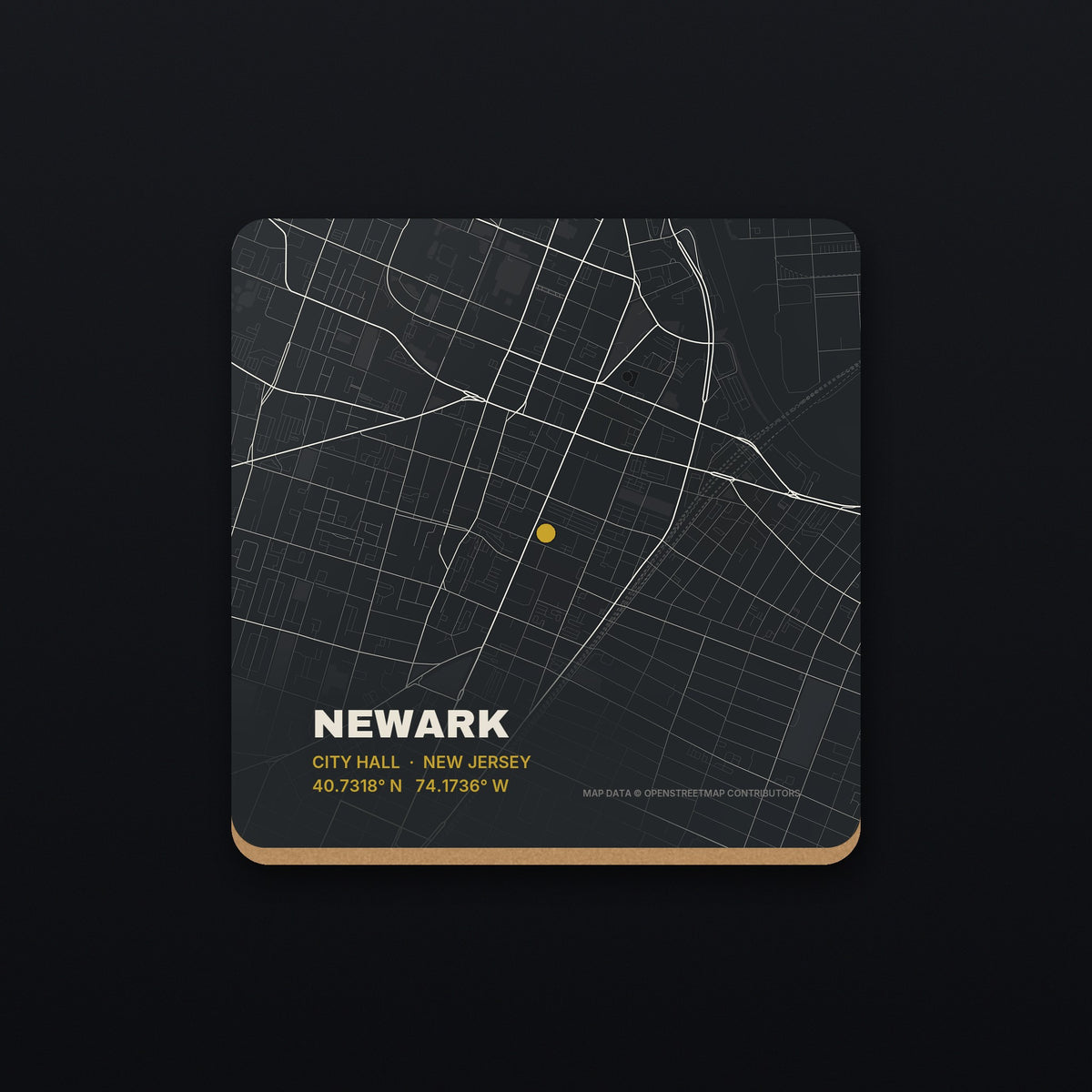 Newark Street Map Coaster, flat view