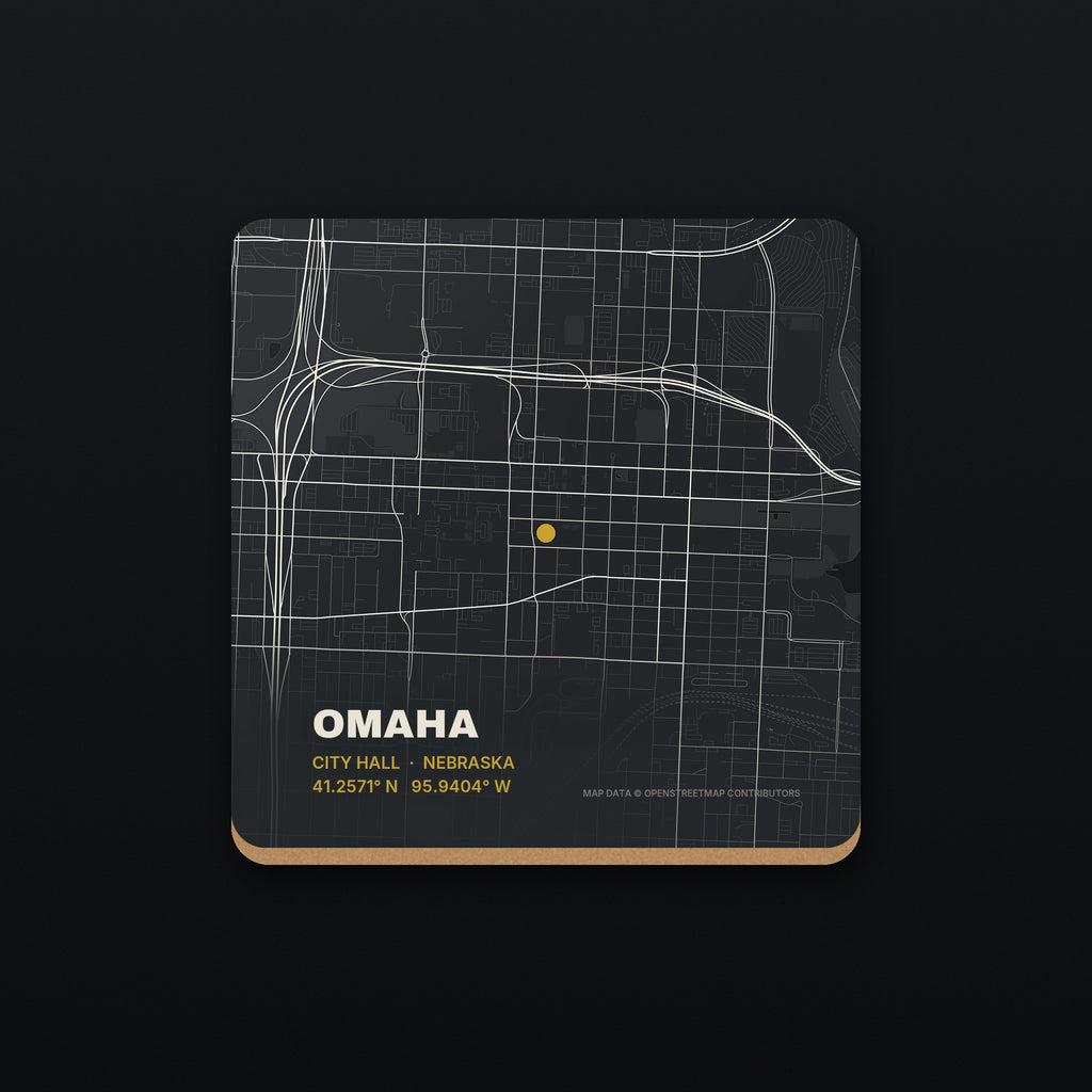Omaha Street Map Coaster, flat view