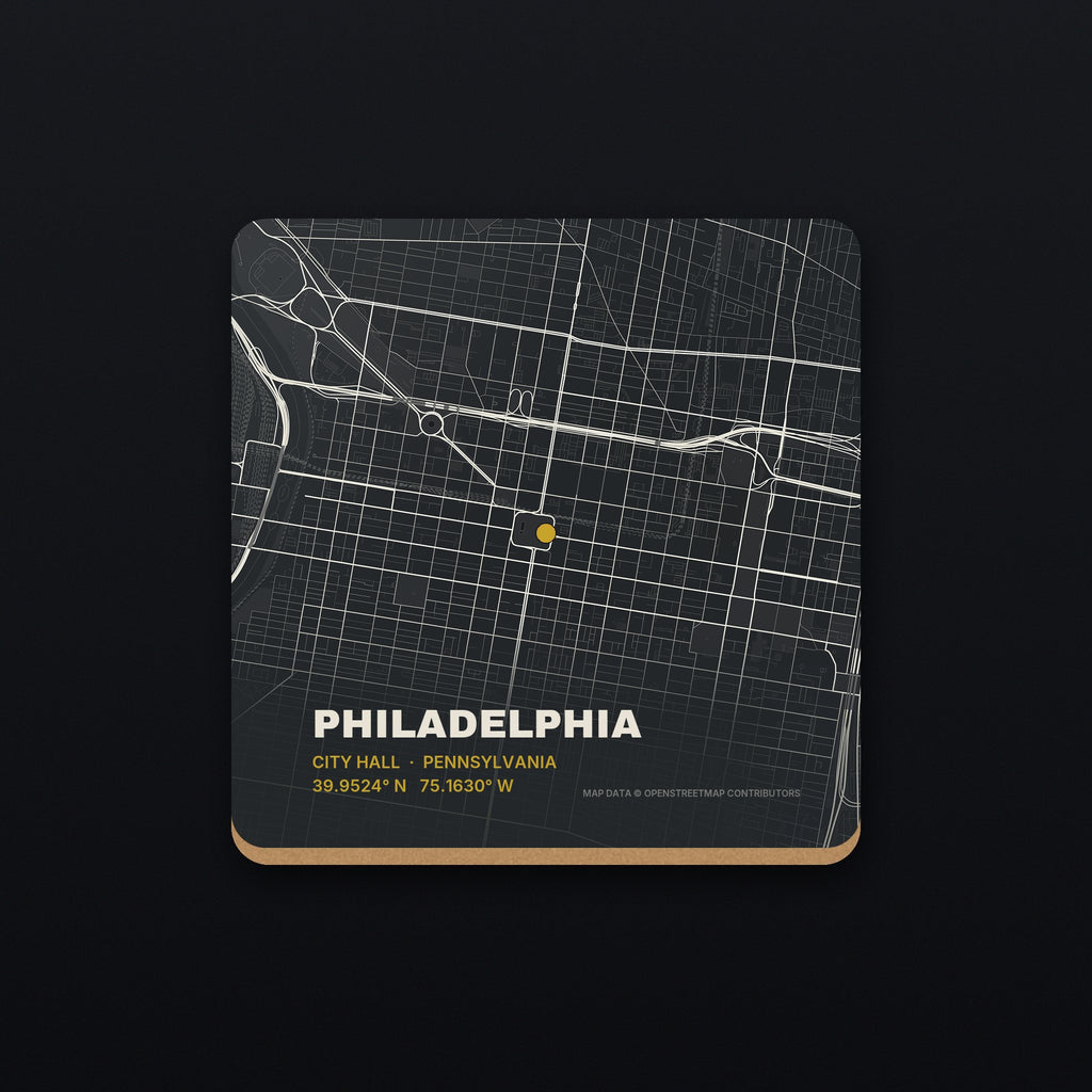 Philadelphia Street Map Coaster, flat view
