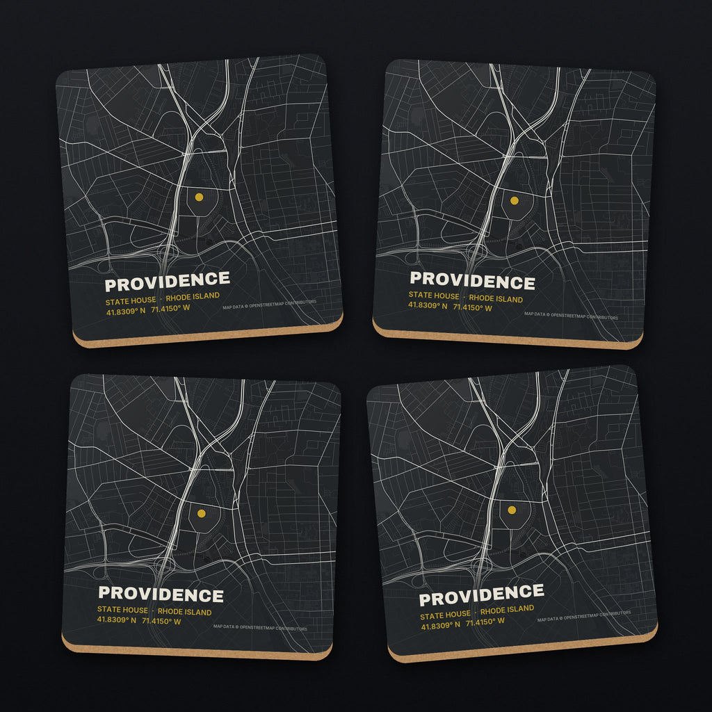 Providence Street Map Coaster Set, all 4 coasters