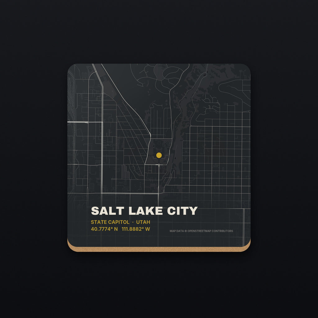 Salt Lake City Street Map Coaster, flat view