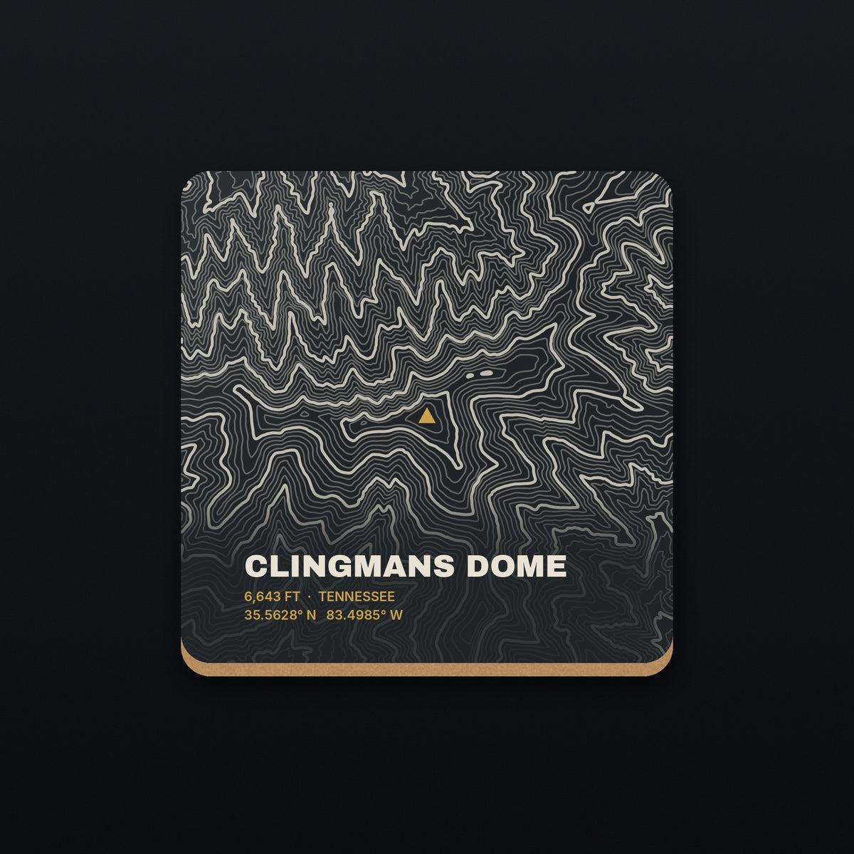 Clingmans Dome Topo Coaster, flat view