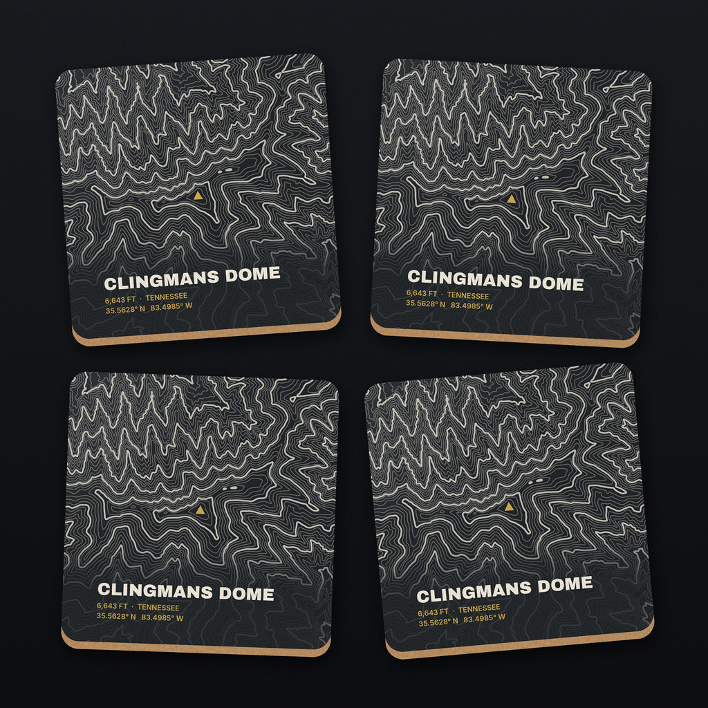 Clingmans Dome Topo Coaster Set, all 4 coasters