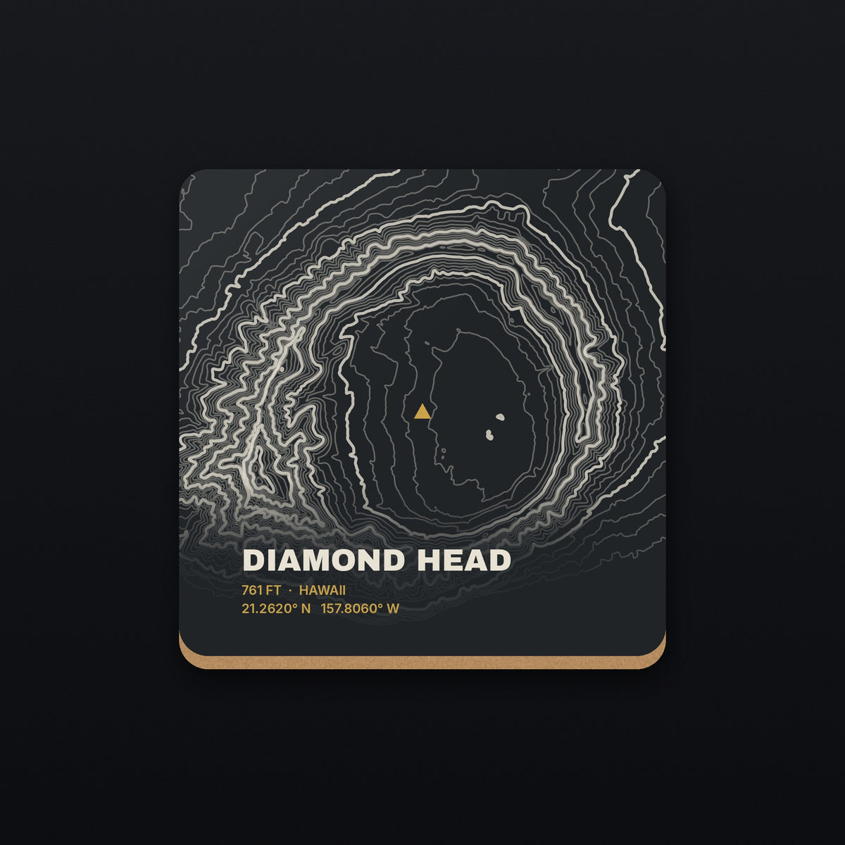 Diamond Head Topo Coaster, flat view