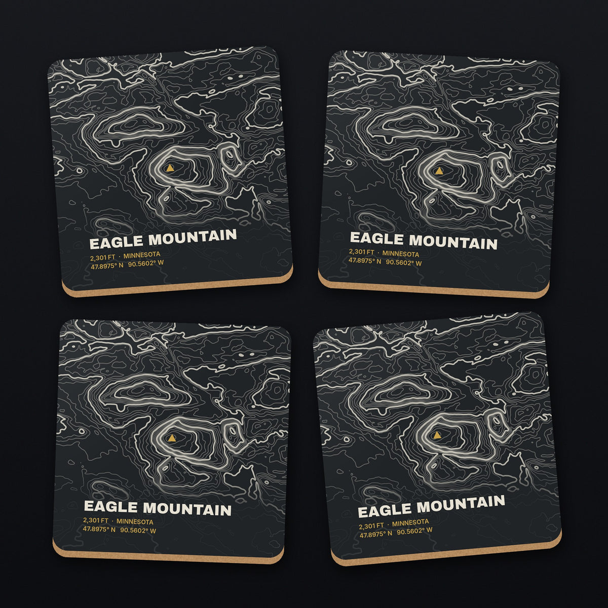 Eagle Mountain Topo Coaster Set, all 4 coasters