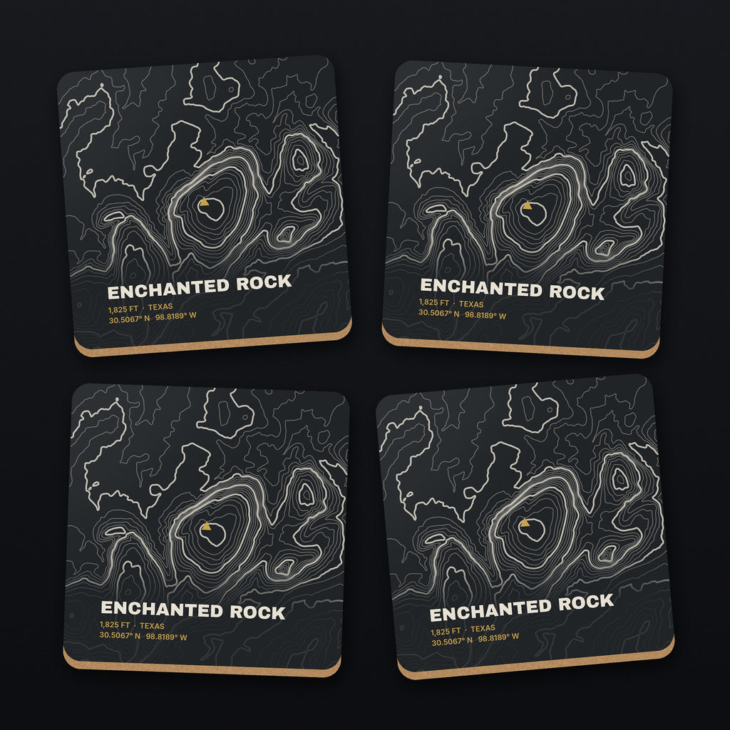 Enchanted Rock Topo Coaster Set, all 4 coasters