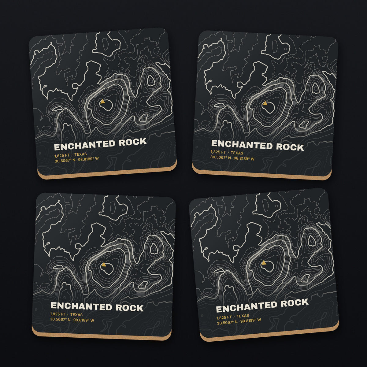Enchanted Rock Topo Coaster Set, all 4 coasters