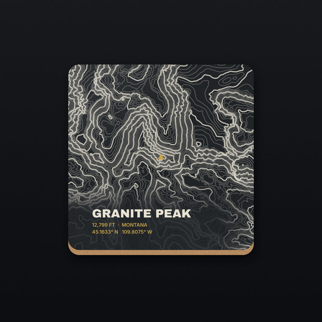 Granite Peak Topo Coaster, flat view