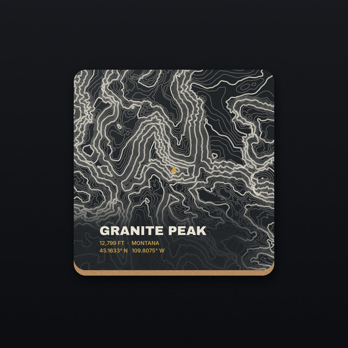 Granite Peak Topo Coaster, flat view