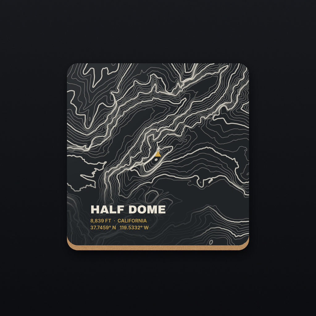 Half Dome Topo Coaster, flat view