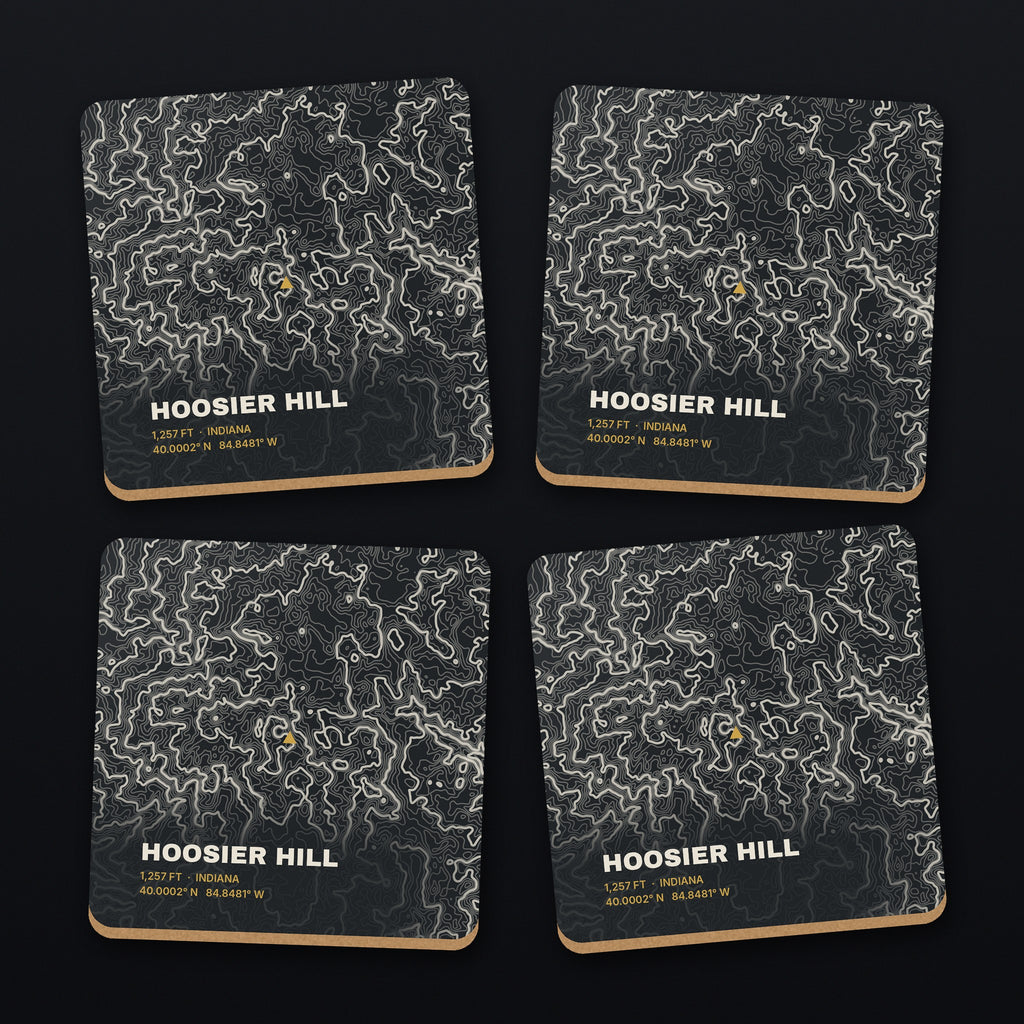 Hoosier Hill Topo Coaster Set, all 4 coasters