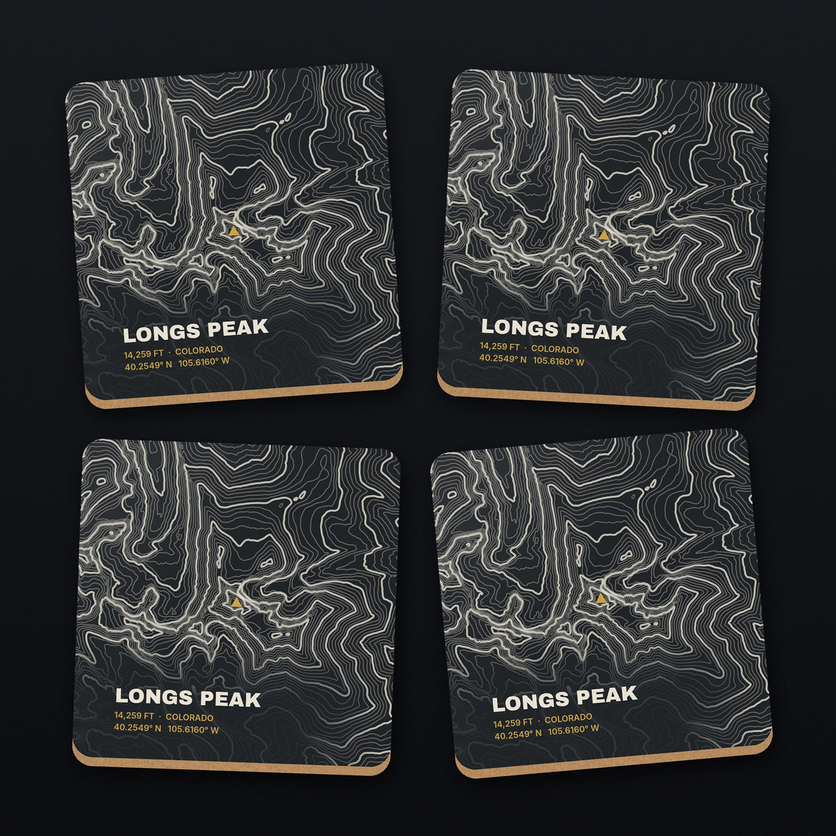 Longs Peak Topo Coaster Set, all 4 coasters