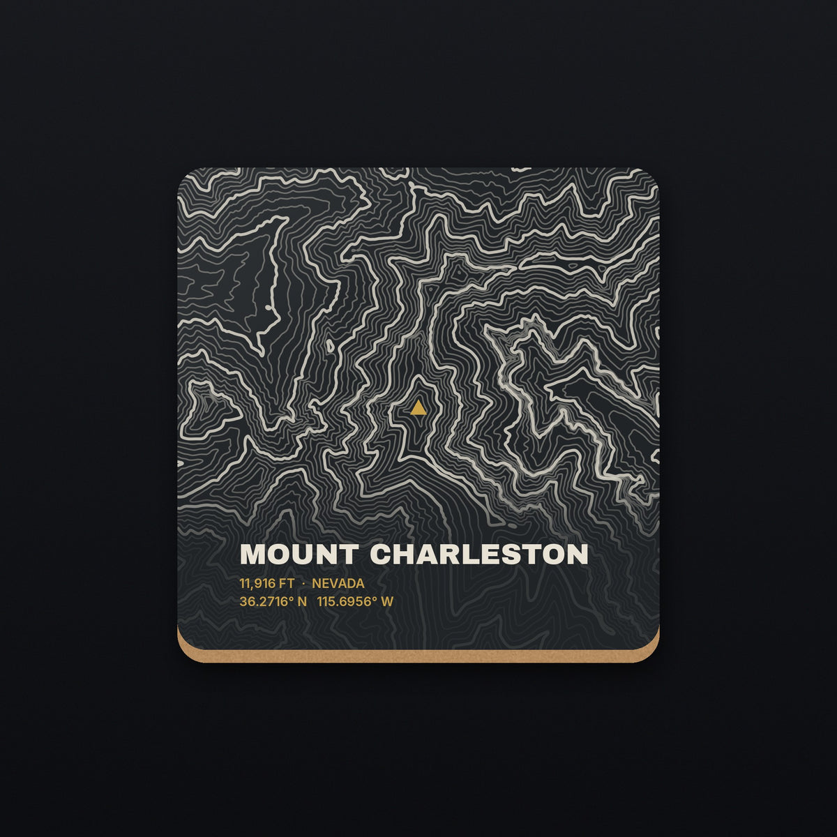 Mount Charleston Topo Coaster, flat view