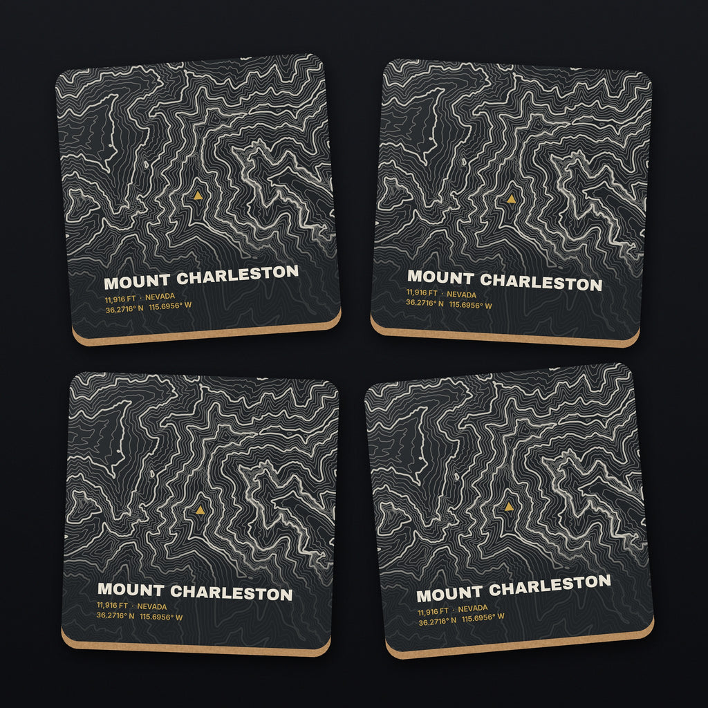Mount Charleston Topo Coaster Set, all 4 coasters