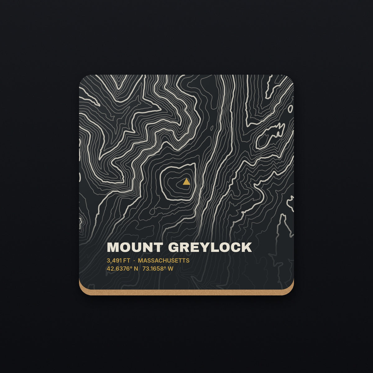Mount Greylock Topo Coaster, flat view